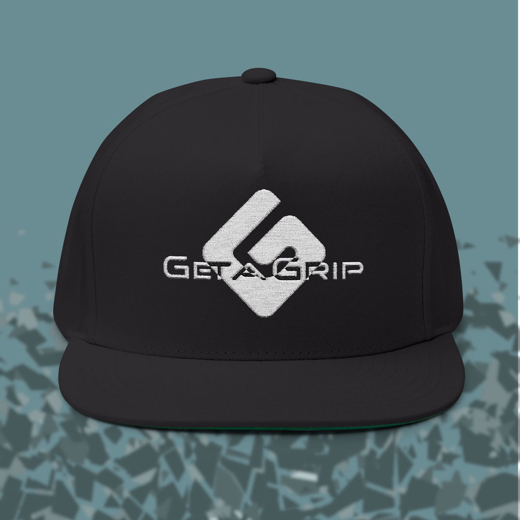 Get a Grip Embroidered Flat Bill in Black